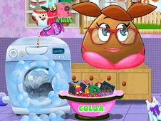 Pou Girl Washing Clothes