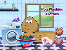 Pou Washing Clothes