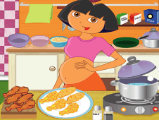 Pregnant Girl Cooking Crispy Wings