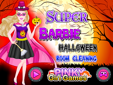 Super Barbie Cleaning Halloween Room