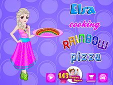 Elsa Cooking Rainbow Pizza