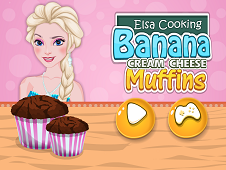 Elsa Cooking Banana Cream Cheese Muffins