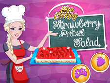 Elsa Cooking Strawberry Pretzel Salad
