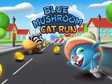 Blue Mushroom Cat Run Online