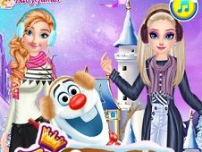 Princesses and Olaf Winter Style Online