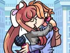 Senpai and Monika Kissing Online